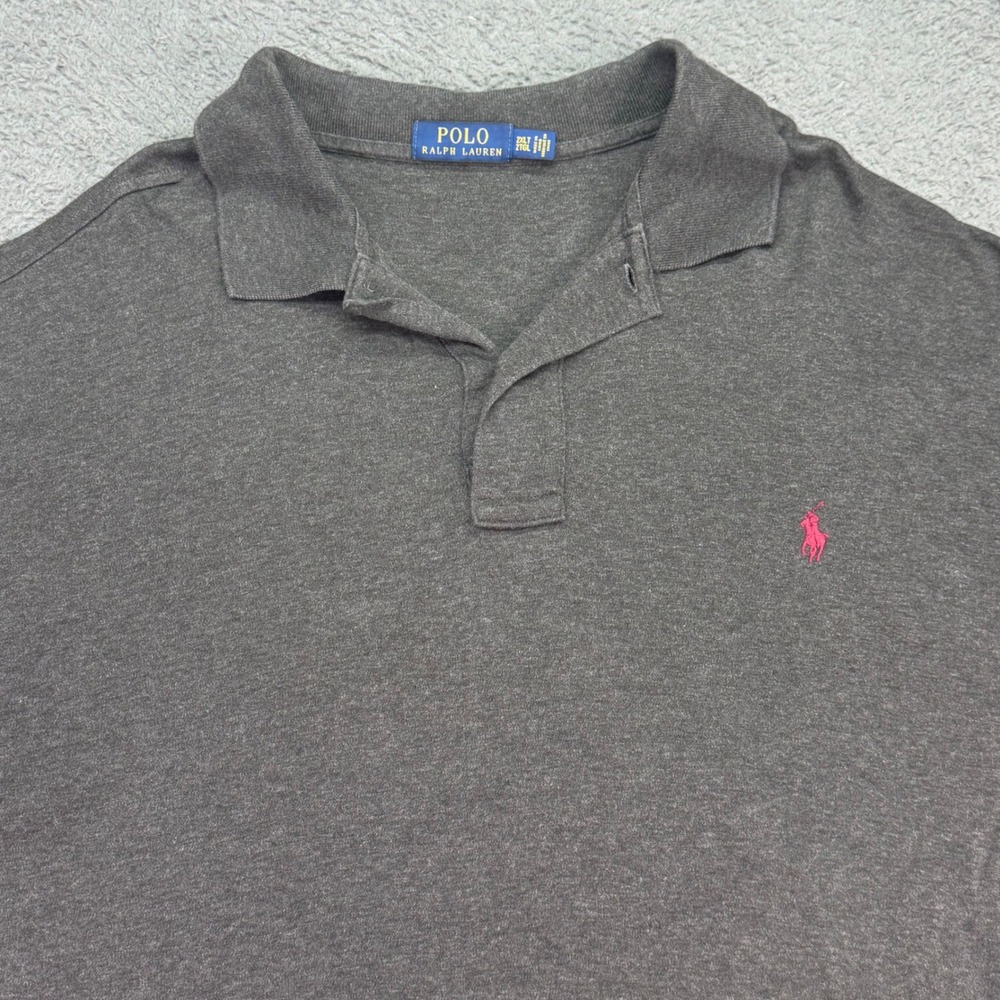 Polo Ralph Lauren Polo Shirt Mens 2XLT Gray Short Sleeve Pink Pony Logo